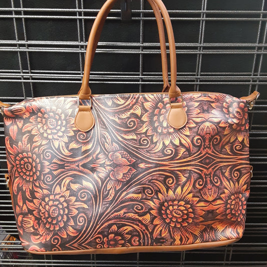 Oversized PVC Tooled Leather Print Overnight Tote Bag
