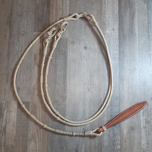 Rawhide Romel Reins with Leather Popper