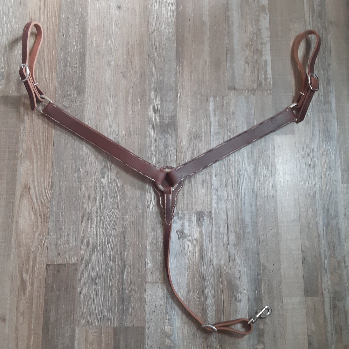 Dark Oil Double Stitch Harness Leather Breastcollar