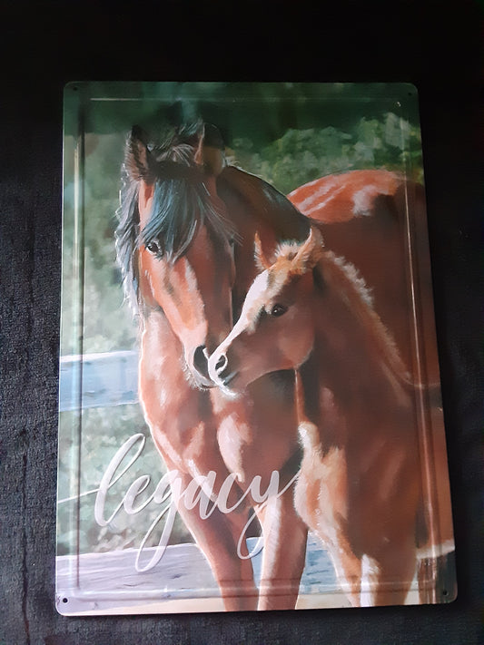 Mare and Foal 12x17 Metal Sign Decor