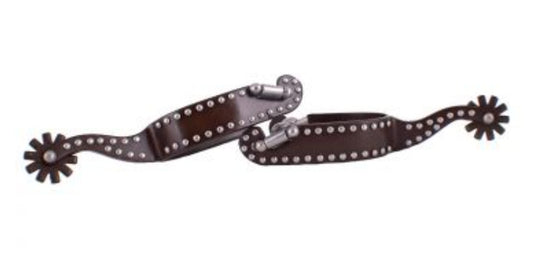 Showman ® Men's brown steel spur with silver studs